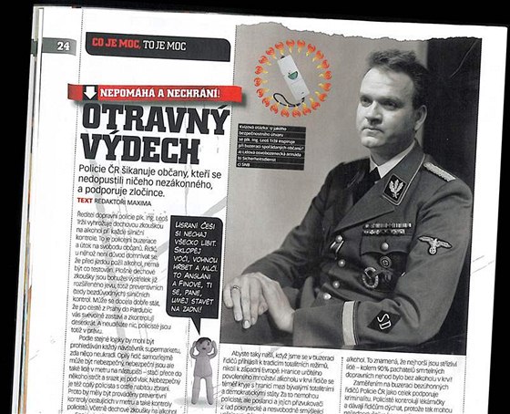 Ředitel dopravní policie Leoš Tržil v uniformě Sicherheitsdienst v časopisu Maxim
