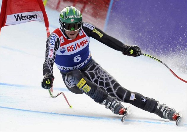 Bode Miller p�i sjezda�ské �ásti superkombinace ve Wengenu