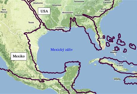 Porovnn mapy Mattea Ricciho s relnm tvarem pobe Ameriky a Antil