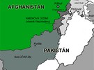 Mapa Afghánistánu a Pákistánu
