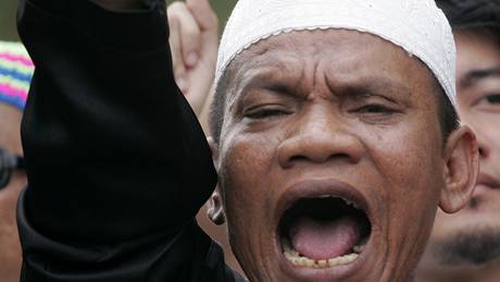 Malajsijtí muslimové pi demonstraci proti tomu, aby kesané mohli Boha oznaovat slovem Alláh