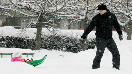 Sníh v Hradci Králové. (18. ledna 2010)