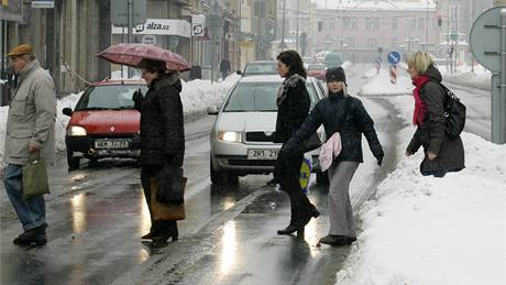 Sníh v Hradci Králové. (18. ledna 2010)