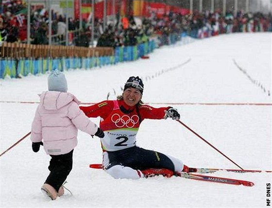 Kateina Neumannová po zlatém závodu v Turín 2006