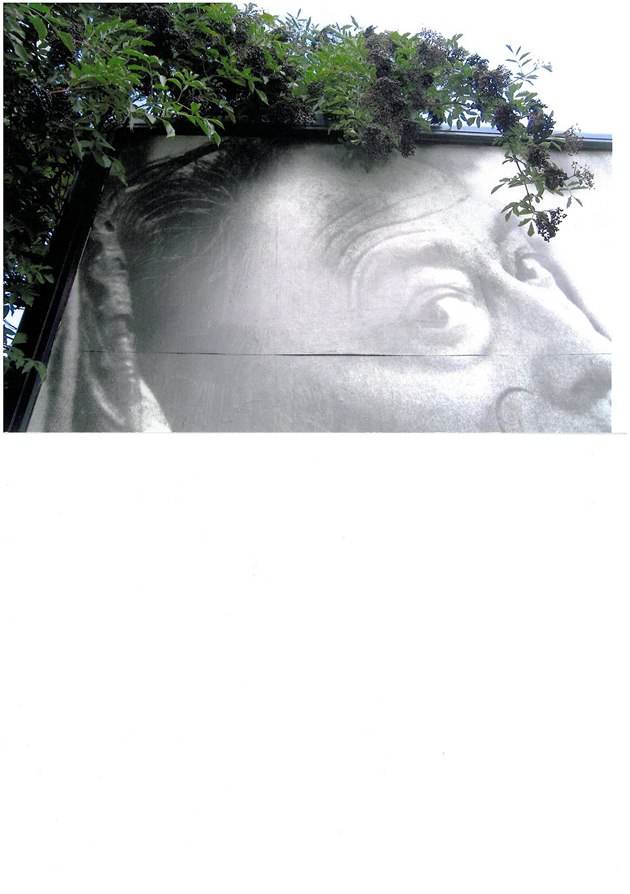Salvator Dalí na billboardu obrostlý �erným bezem