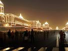 Slavnostn nasvícené vládní budovy v Dillí u píleitosti Dne republiky