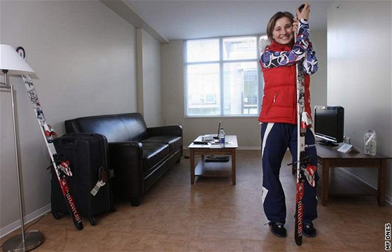 árka Sudová na svém pokoji v olympijské vesnici