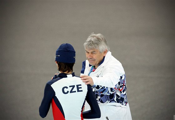 Martina Sáblíková (vlevo) a trenér Petr Novák