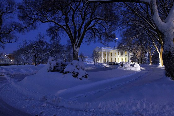 Bílý dm, sídlo amerických prezident, pokryla snhová peina (6. února 2010) 