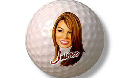 Jeden z golfových mík s kreslenými hlavikami údajných milenek Tigera Woodse.