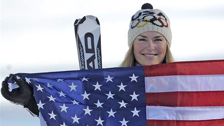 Americk sjezdaka Lindsey Vonnov slav zlato o olympijskho sjezdu.