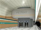 Vizualizace nové stanice Petiny, která bude souástí estikilometrového prodloueného úseku na trase A
