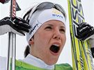 Radost nové olympijské vítzky v bhu na lyích Charlotte Kallaové ze védska 