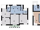 Po rekonstrukci  pízemí: 1  vstup, 2  komora, 3  hala, 4  kuchy, 5 komora, 6  jídelna, 7  obývací pokoj, 8  WC; 1. patro: 1  hala, 2  pokoj, 3  pokoj, 4  pokoj syna, 5  atna, 6  koupelna, 7  WC, 8  koupelna