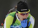 JSEM ZLATÁ? Slovenská biatlonistka Anastasia Kuzminová moná sama neveila tomu, e se stala olympijskou vítzkou.