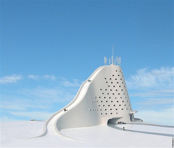 Lyžařský hotel budoucnosti, návrh architekta Michaela Jantzena
