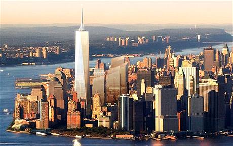 Vizualizace, jak bude v budoucnu vypadat Ground Zero na Manhattanu v New Yorku.