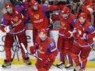 Ruská radost z vítzství nad eským týmem v základní skupin hokejového turnaje na ZOH ve Vancouveru.