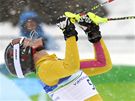 RADOST VÍTĚZKY. Němka Maria Rieschová jásá poté, co vybojovala ve slalomu speciál zlatou olympijskou medaili.
