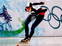 �eská rychlobrusla�ka Martina Sáblíková p�i své jízd� v závodu na 1 500 metr�.