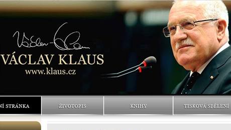 Webové stránky Václava Klause v roce 2010.