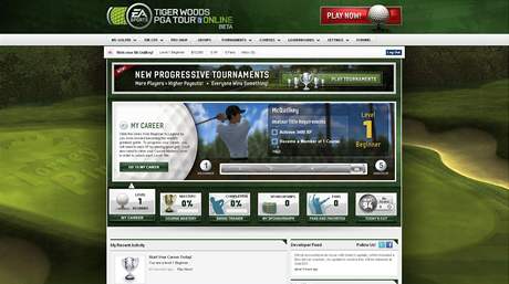 Hlavn menu v Tiger Woods Online