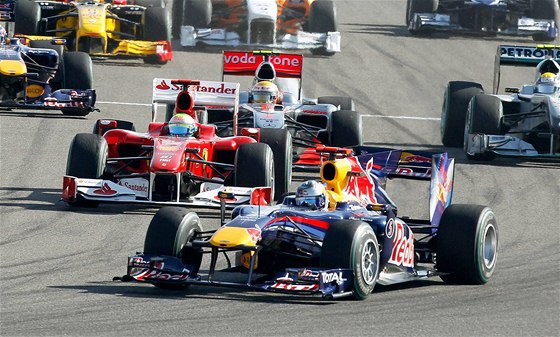 Sebastian Vettel (Red Bull) v ele Velké ceny Bahrajnu.