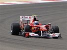 Fernando Alonso a jeho Ferrari pi posledním tréninku na Velkou cenu Bahrajnu.