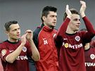 Fotbalisté Sparty se radují z vysokého vítzství nad Olomoucí