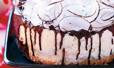Kokosový dort s čokoládovou polevou