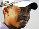 Tiger Woods na prvnm trninku ped US Masters 2010.
