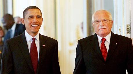 Prezident Václav Klaus s americkým prezidentem Barackem Obamou