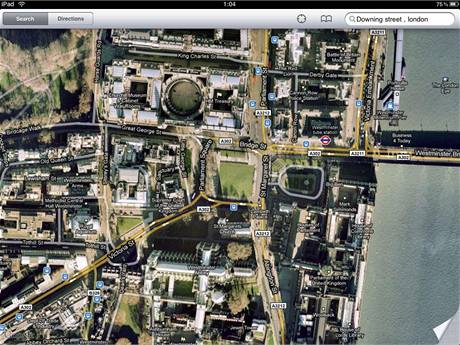 Prochzen map (Google Maps) je fantastick - zde satelitn pohled na centrum Londna