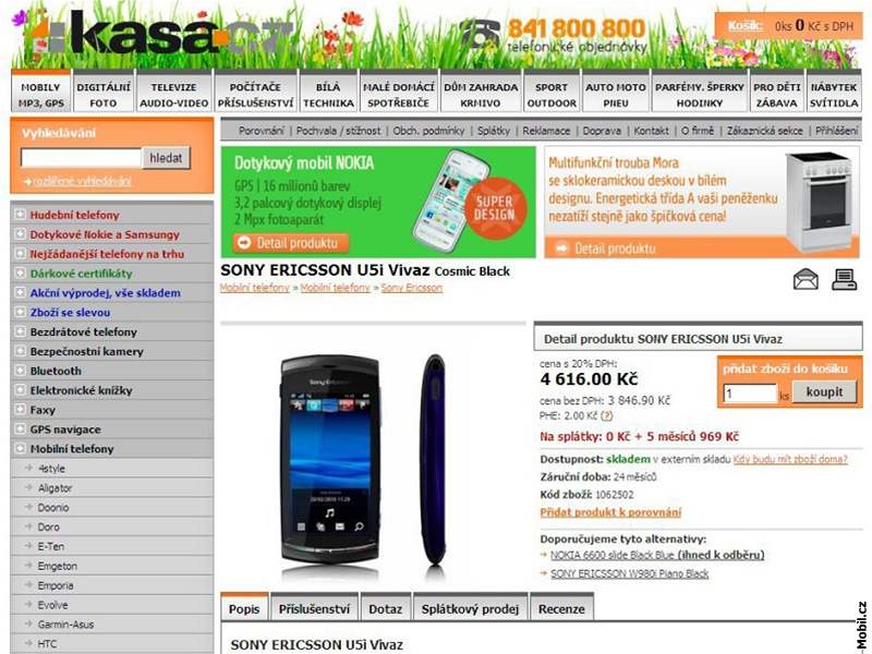 Sony Ericsson Satio prodával obchod za něco málo přes pět tisíc korun (ilustrační foto).