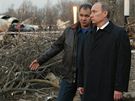 Ruský premiér Vladimír Putin navtívil místo nehody polského prezidentského letadla