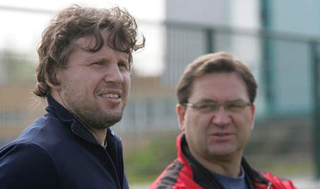 Trenérská dvojice hokejist Olomouce: Jan Tomajko (vlevo) s Petrem Fialou.