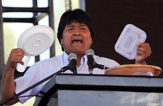 Bolivijský prezident Evo Morales na ekologické konferenci v Cochabambě. (20....