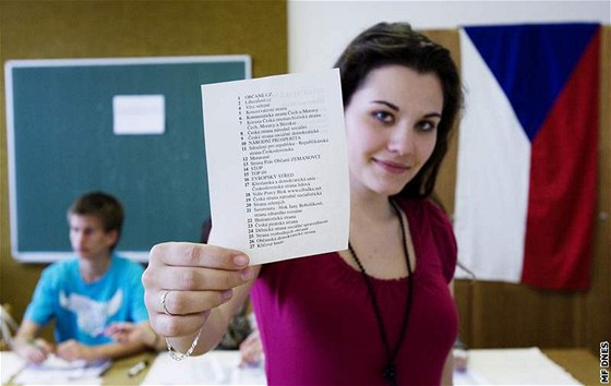 Studenti nkterých stedních kol si vyzkoueli volby naneisto. (26. dubna 2010)