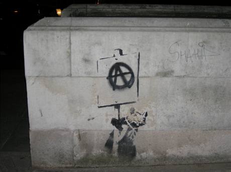Banksy - graffiti  Anarchistick krysa