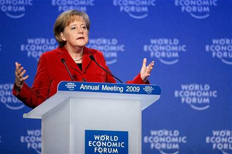 Nmeck kanclka Angela Merkelov na konferenci v Davosu.