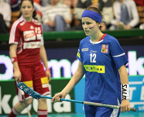 Juniorská reprezentantka Hanka Koníková v zápase se výcarskem na MS v Olomouci