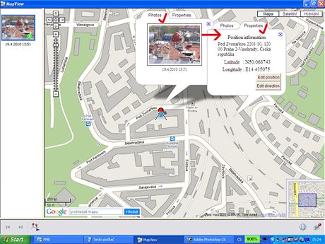 Sony Cyber-shot HX5V - GPS na mapě - foto + info
