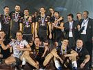 Volejbalisté Skry Belchatow se radují z bronzových medailí z Ligy mistr. Pátý zpravy nahoe Jakub Novotný 
