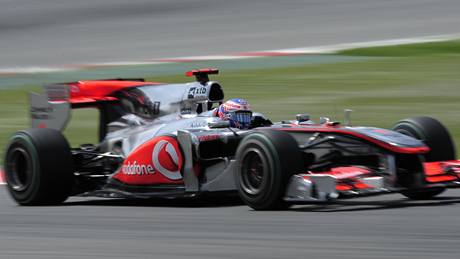 Jenson Button pi tréninku na Velkou cenu panlska.