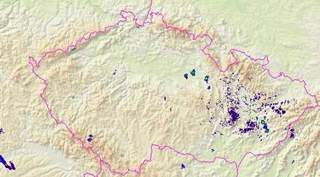 Radarov data z doby, kdy se objevilo torndo u Vysokho Mta (11:45)