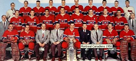 Tým Montrealu Canadiens, který vyhrál v roce 1958 Stanley Cup.