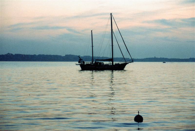 Slovinsko, západ slunce u Portoroe