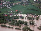 Záplavy z letadla - zaplavená ostravská tvr Koblov (18. kvtna 2010)