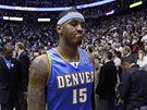 Carmelo Anthony z Denveru Nuggets smutn po vyazen svho tmu z play-off