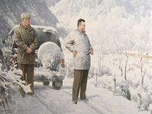 Obraz "Komu zvon hrana. Na cest do pednch lini" na vstav severokorejsk propagandy ve Vdni